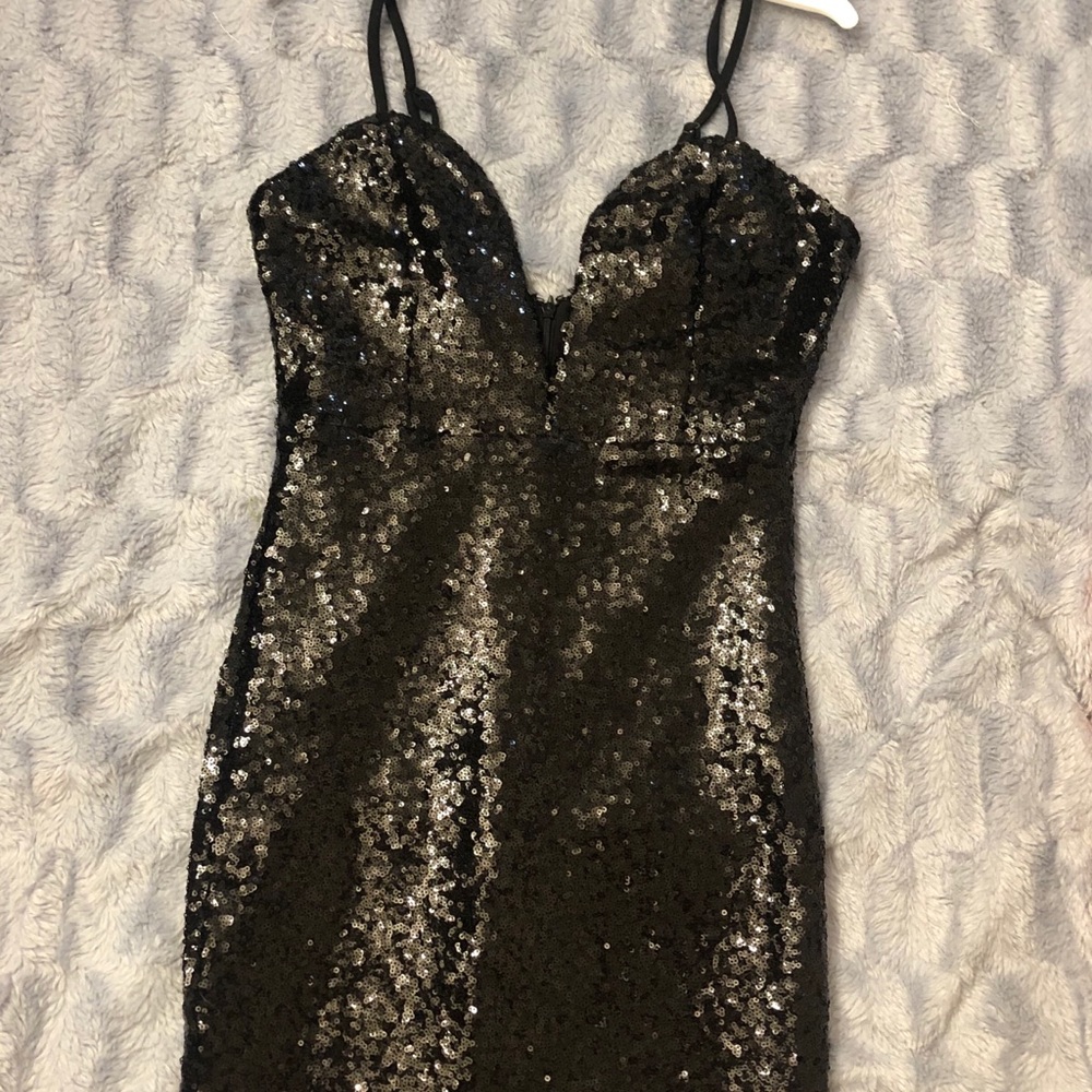 Black Sequenced Cocktail Dress